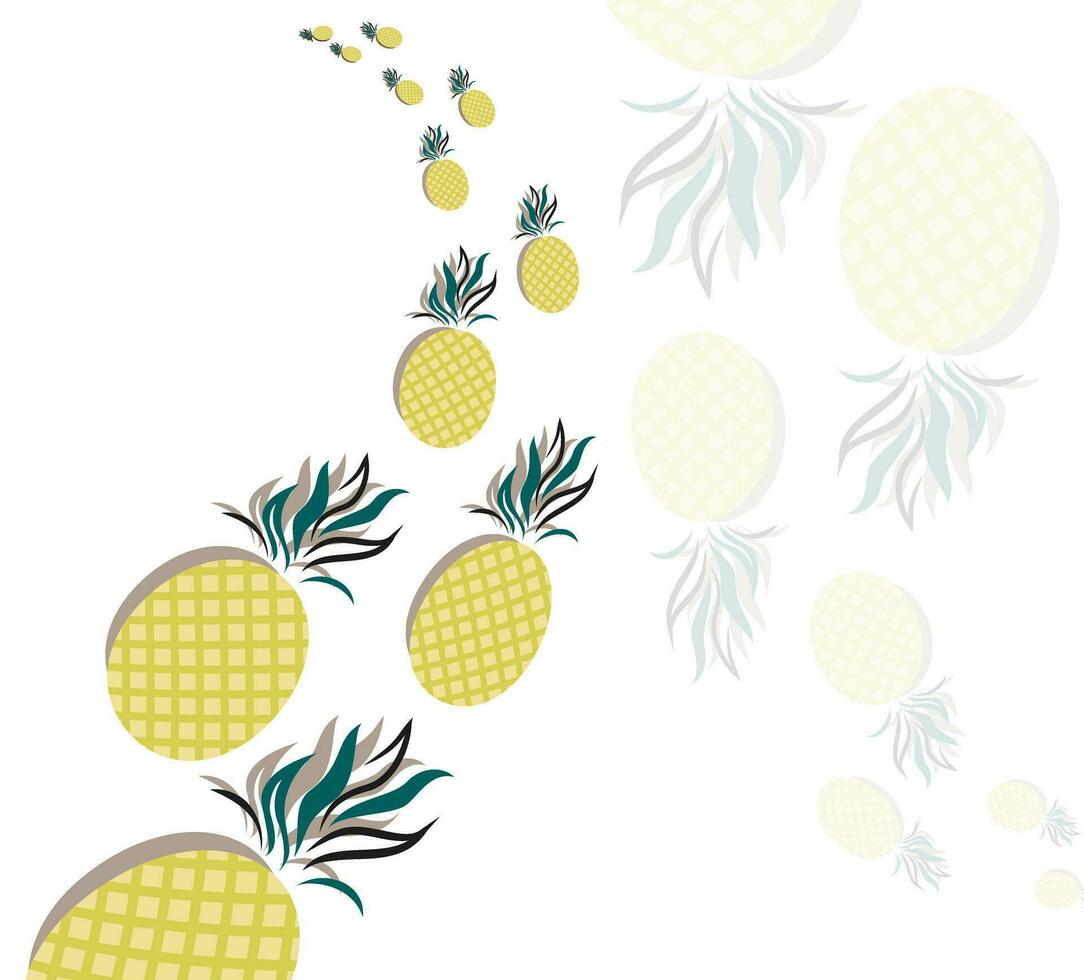 Vector background image of 3 variations with pineapple and artistic spots. Concept. Art. EPS 10