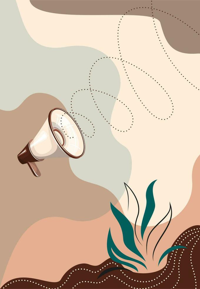 Vector background abstract image with traced elements in the form of a loudspeaker and a plant. Concept. Art. EPS 10