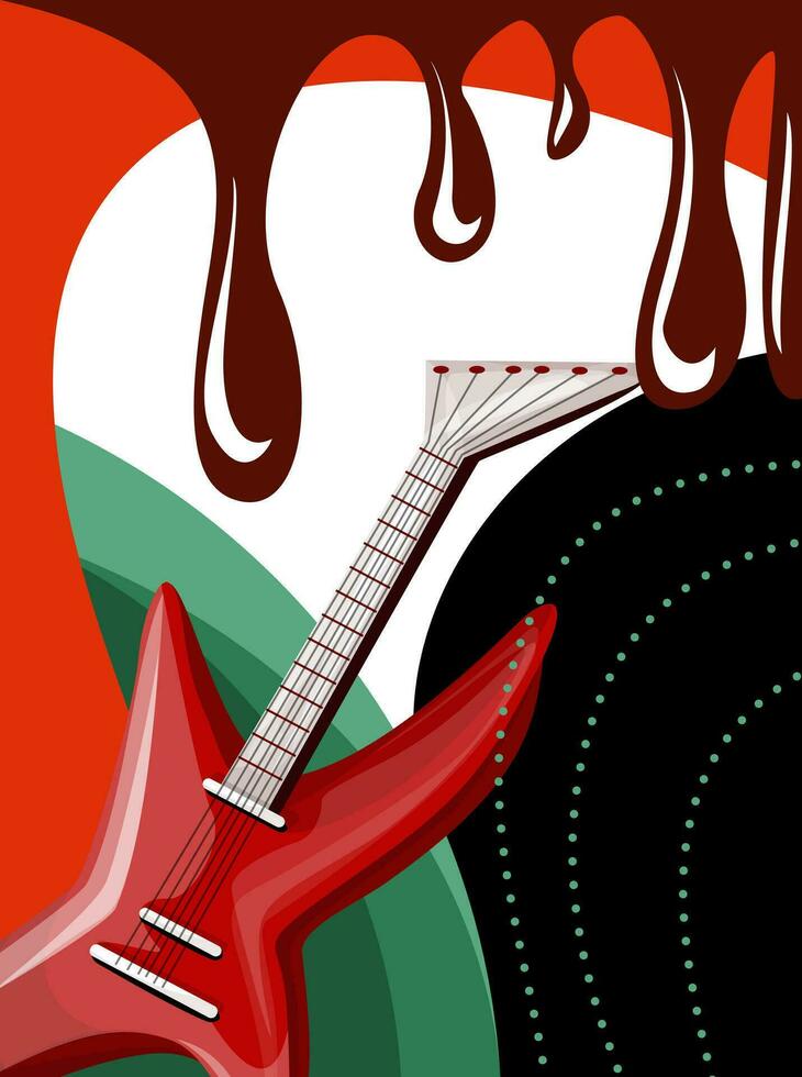 vector imagen en boho estilo en brillante colores. el principal elemento es el guitarra. rock música concepto. eps 10