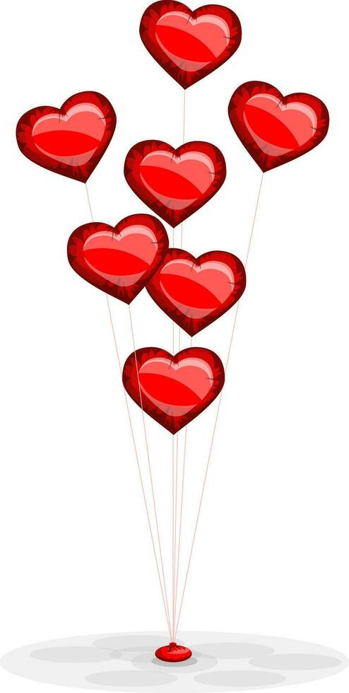 Vector image of a bunch of balls in the form of scarlet hearts. Concept. Cartoon. EPS 10