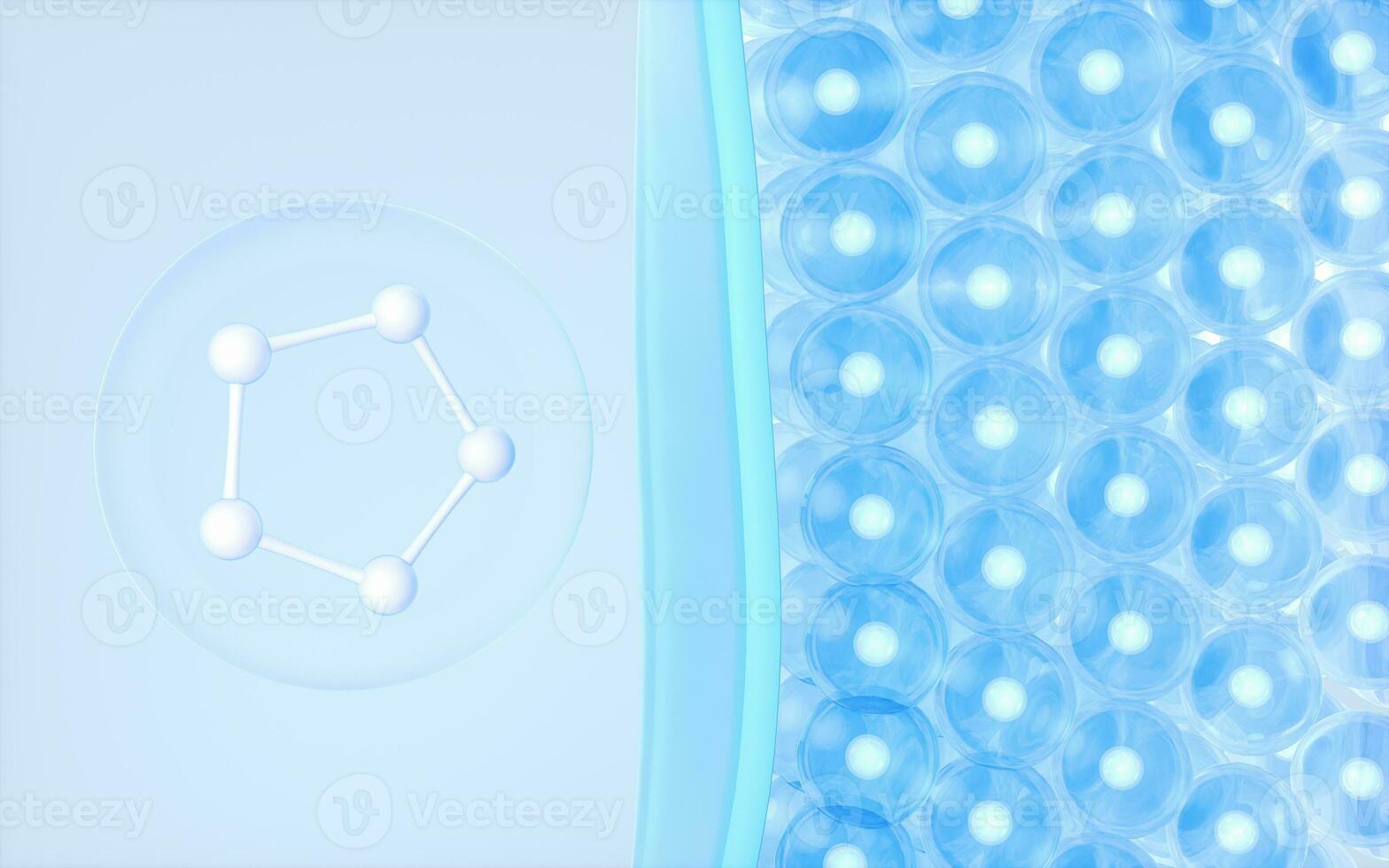 Skin cells absorb the molecule, 3d rendering. photo