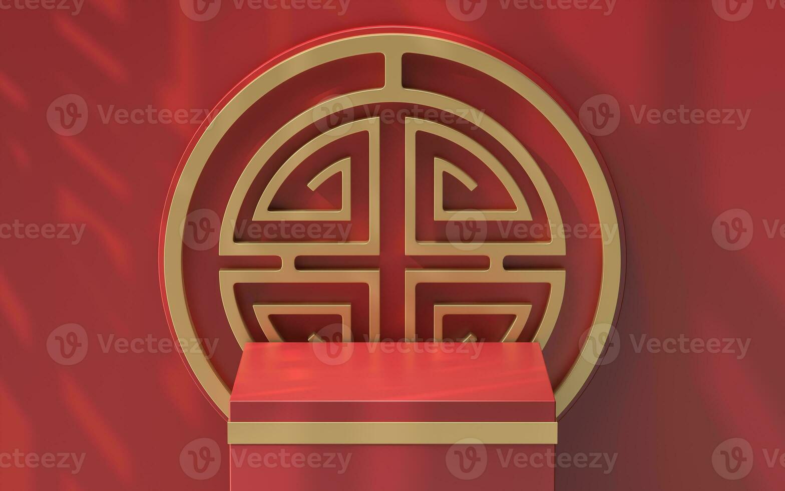 Empty product stage, Chinese traditional style, 3d rendering. photo