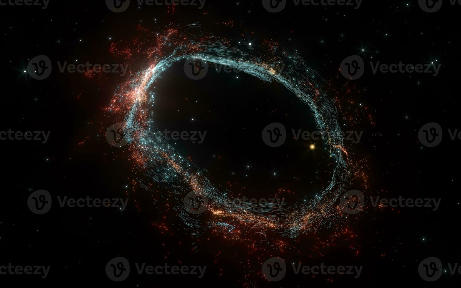 Magical particles with abstract shape, 3d rendering. photo