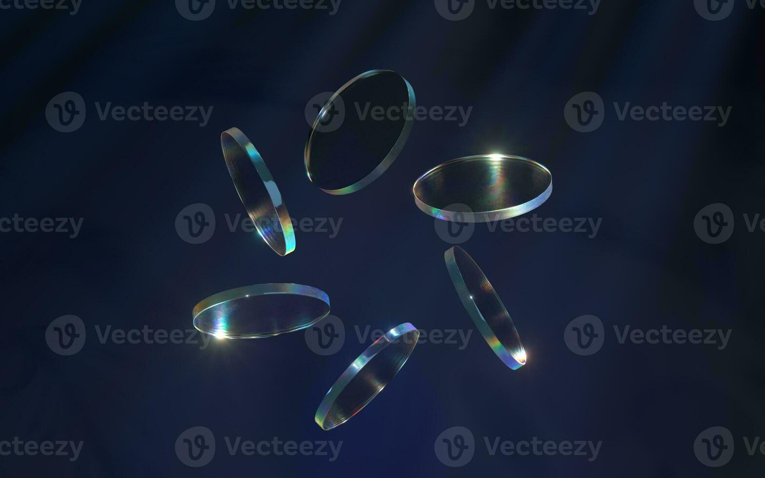 Round glass with light dispersion, 3d rendering. photo