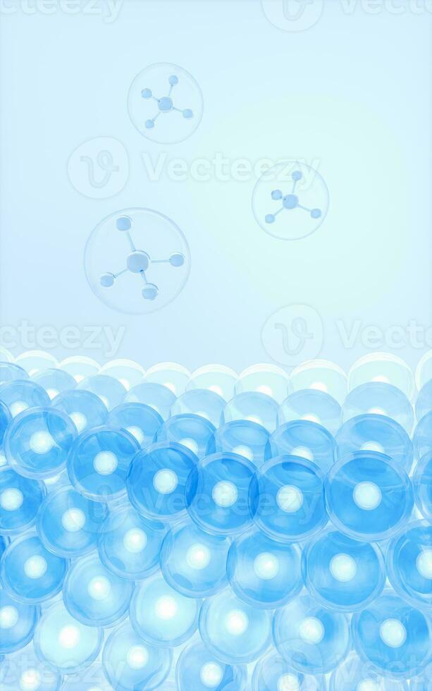 Skin cells absorb the molecule, 3d rendering. photo
