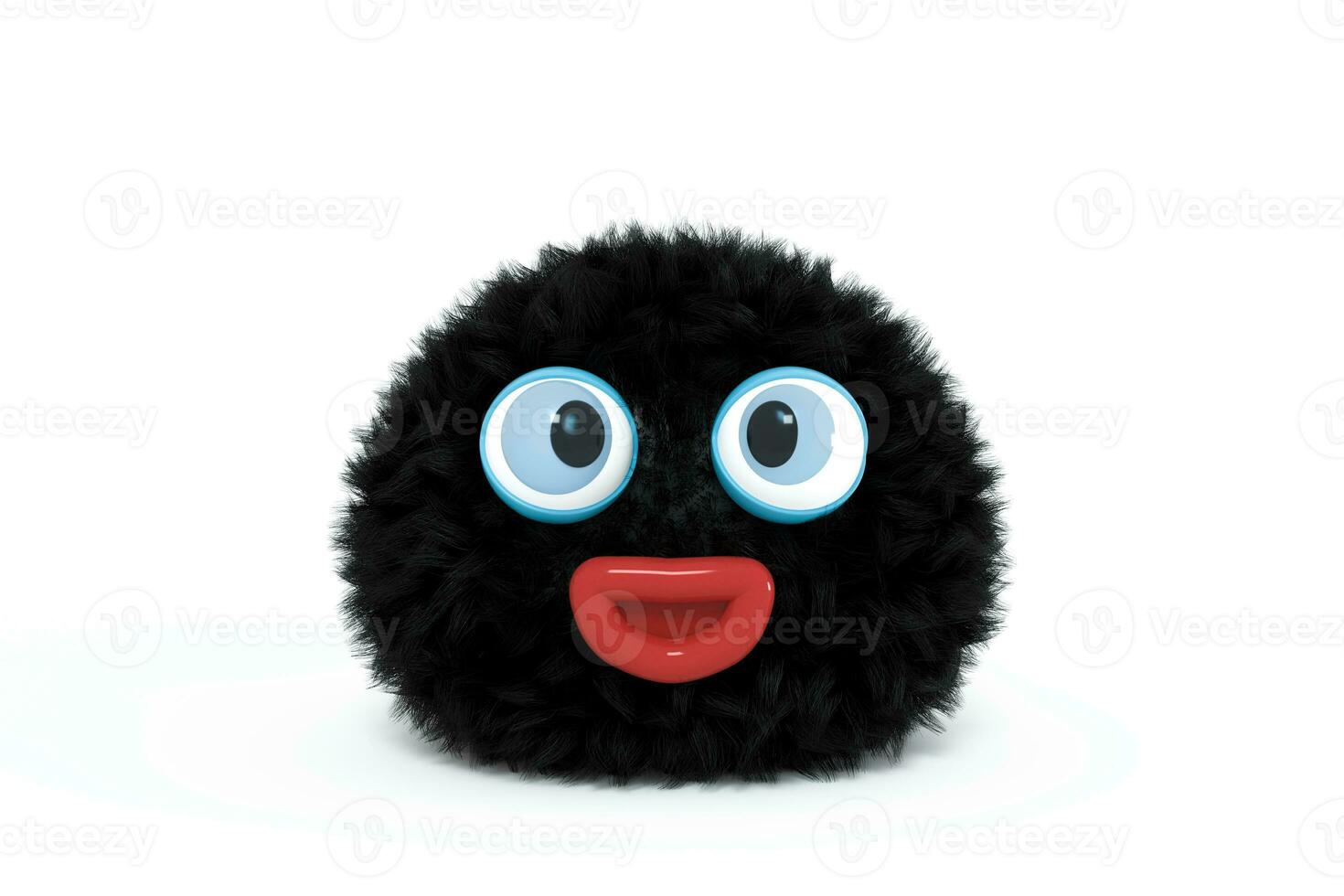 Hairy cartoon character with white background, 3d rendering. photo