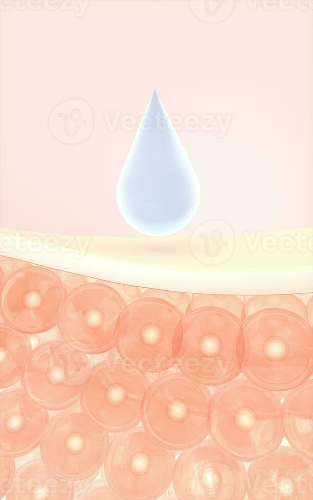 Skin cells absorb the serum, 3d rendering. photo