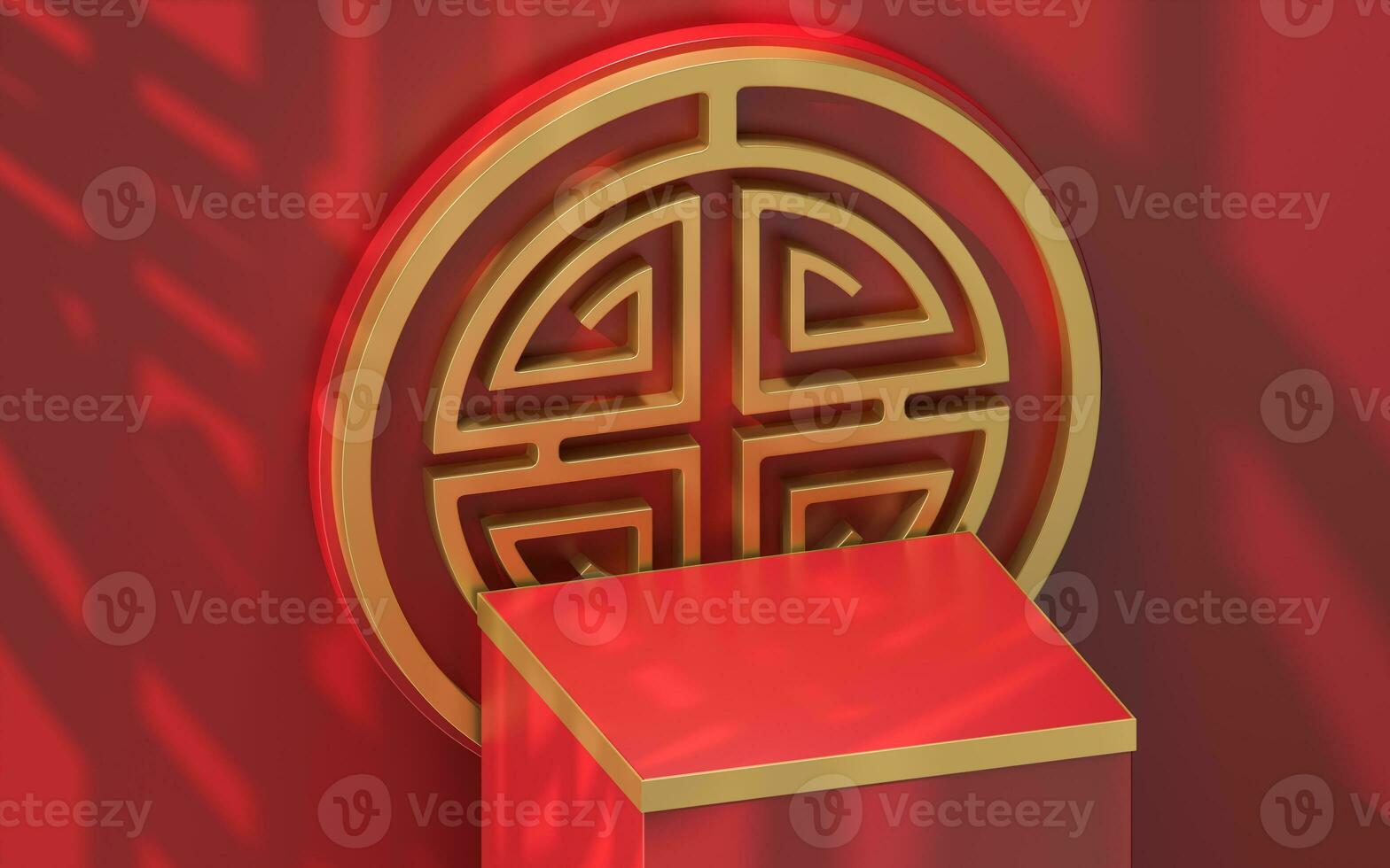 Empty product stage, Chinese traditional style, 3d rendering. photo