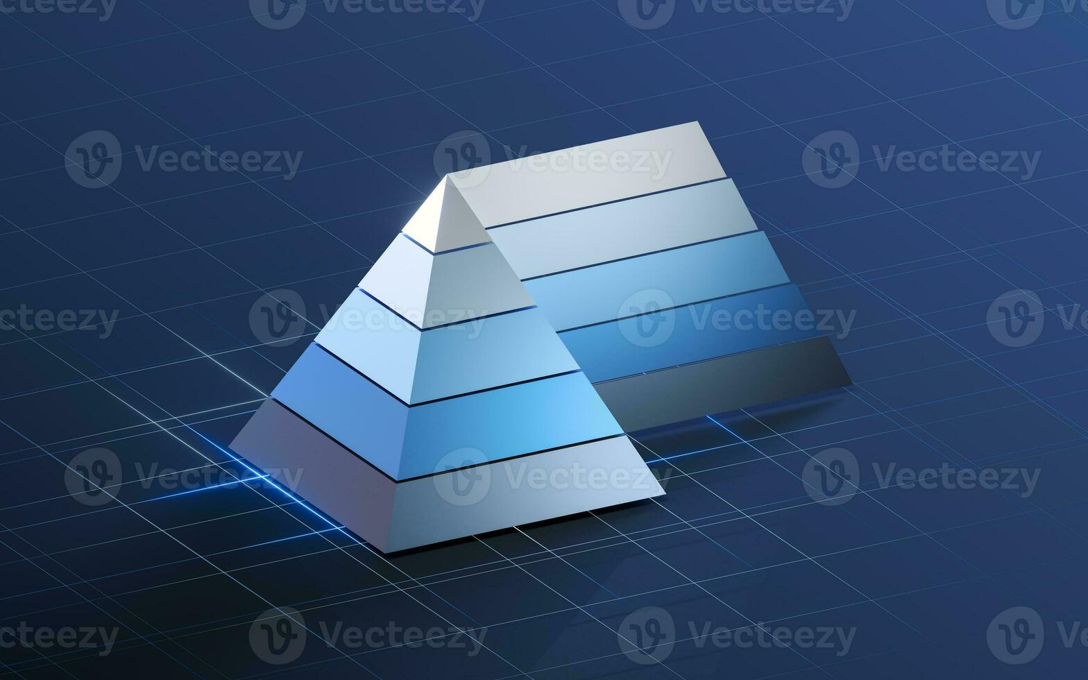 Pyramid graphics and data analysis, 3d rendering. photo