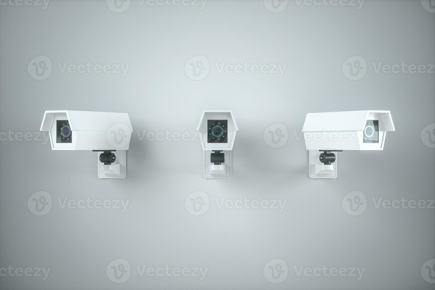 White monitor on the wall, 3d rendering. photo