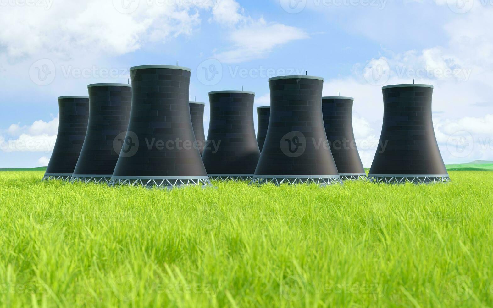 Factory and chimney, environment and resources, 3d rendering. photo