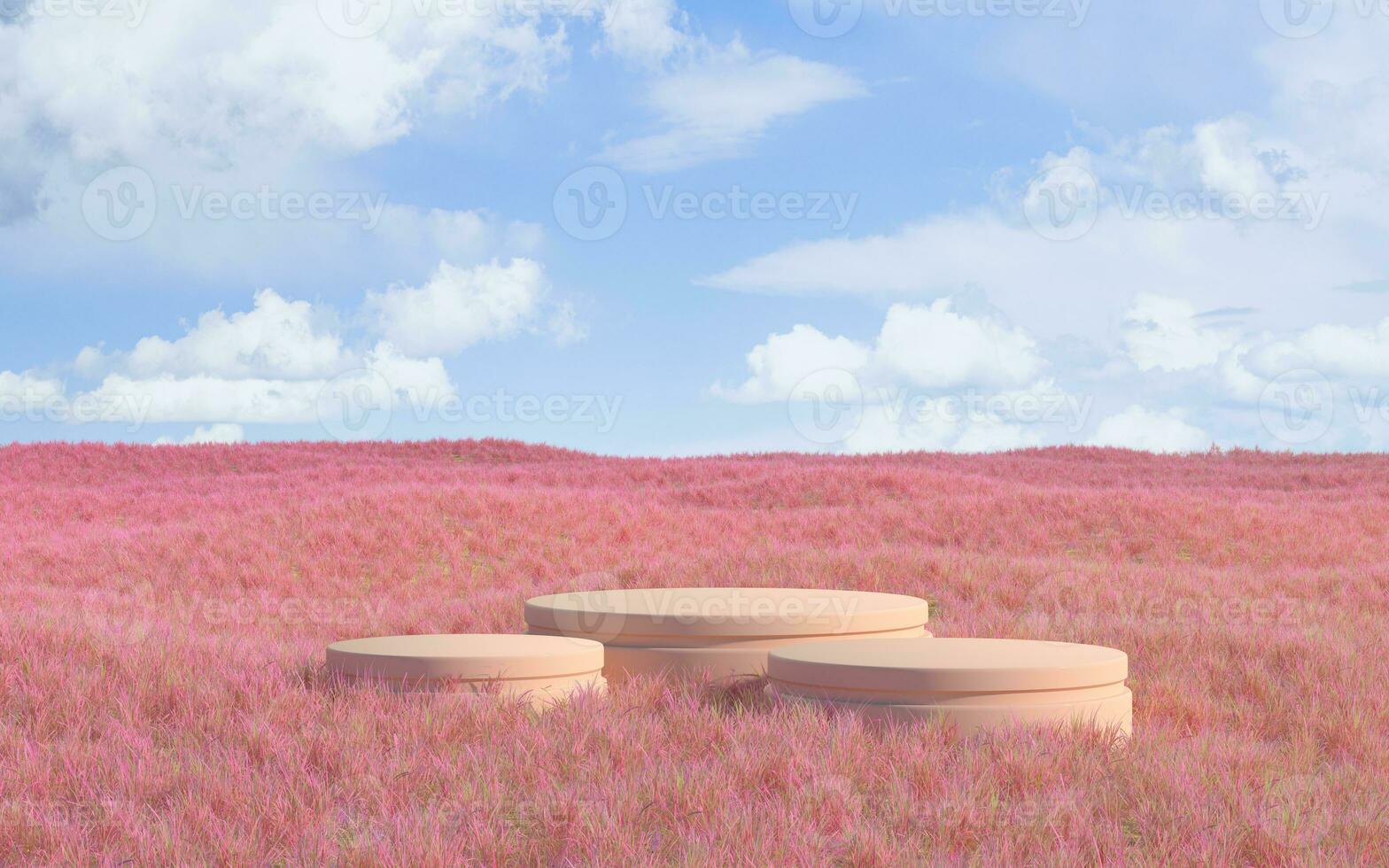Empty stage with pink background, 3d rendering. photo