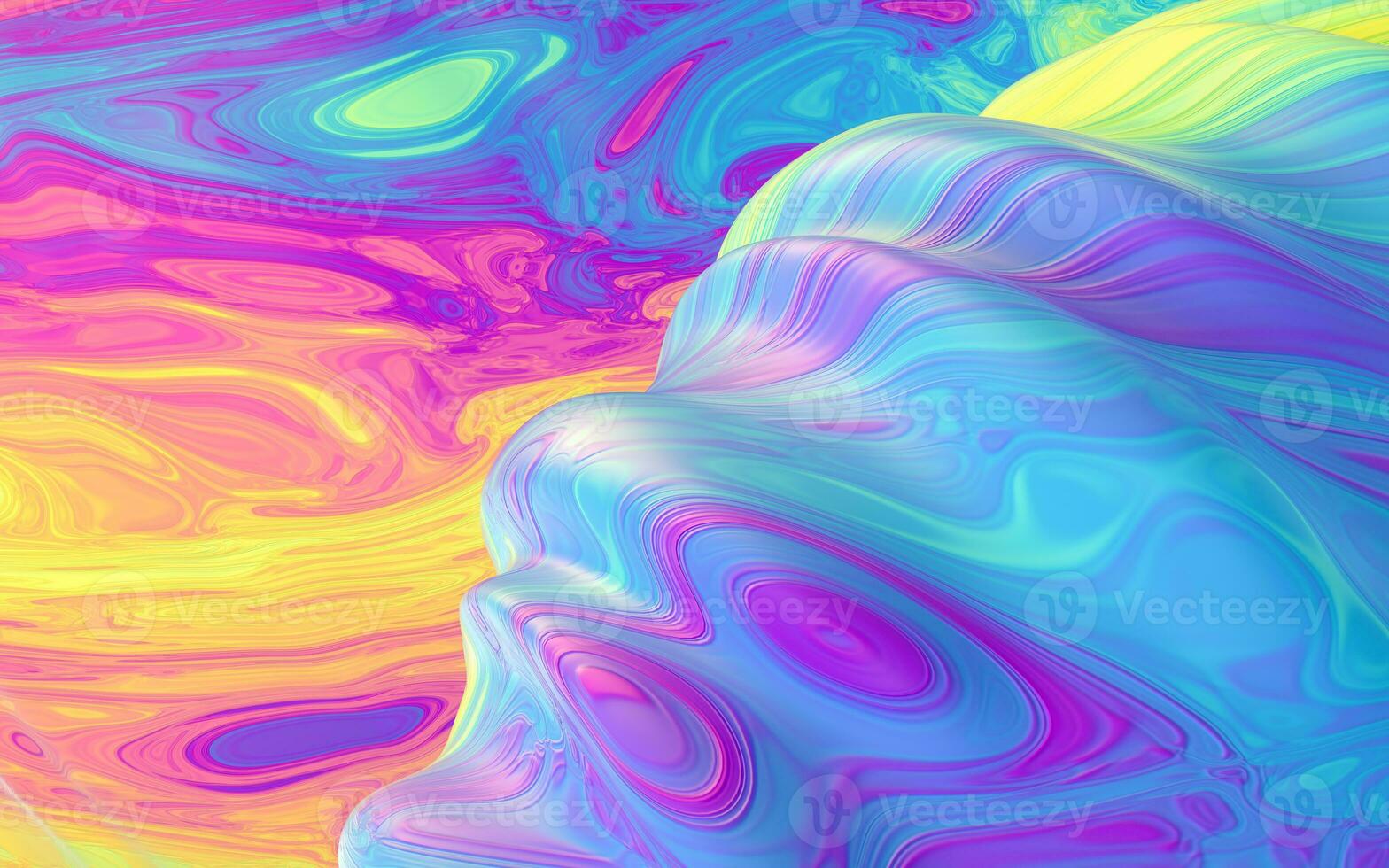Colorful flowing painting pigment, 3d rendering. photo