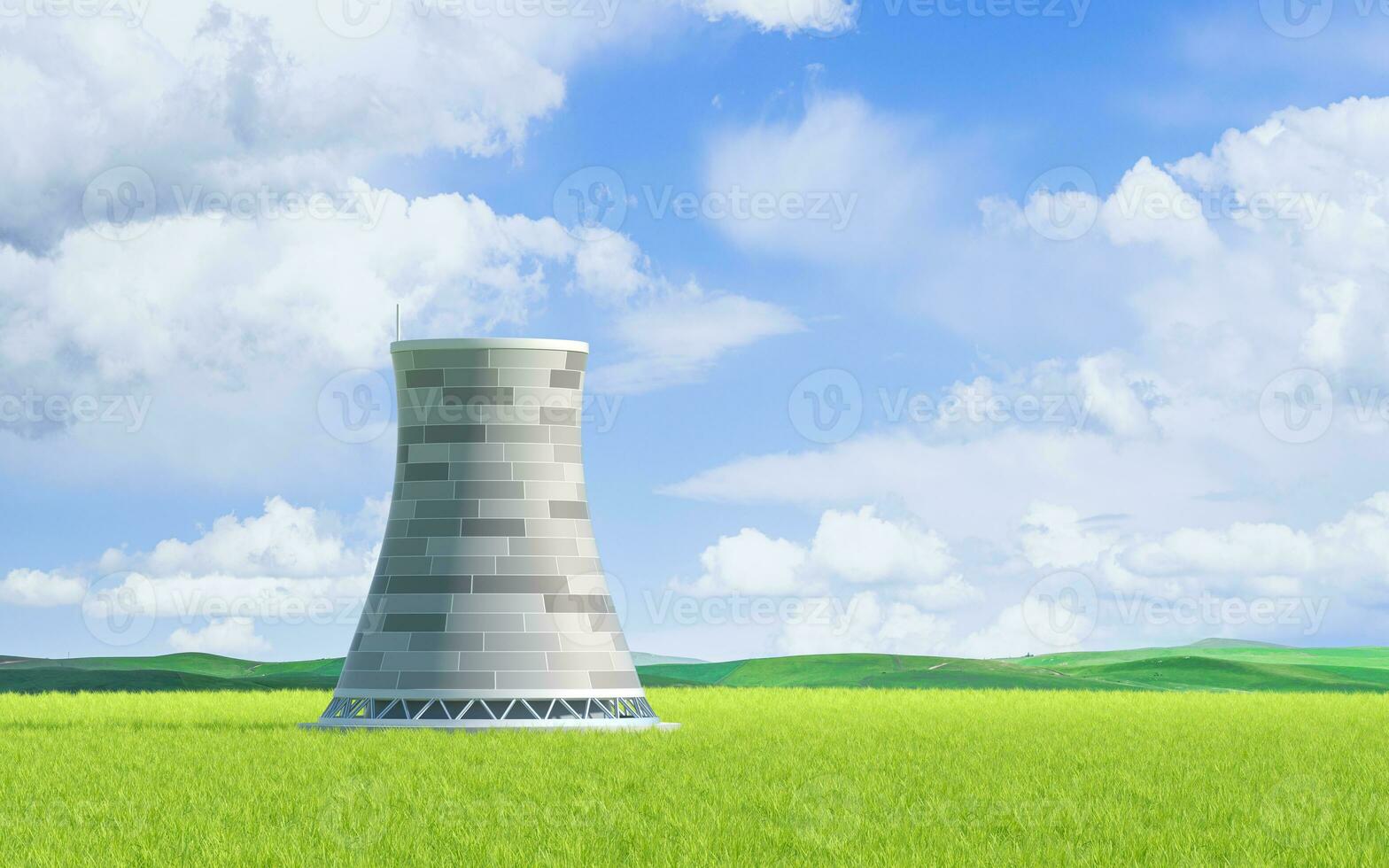 Factory and chimney, environment and resources, 3d rendering. photo
