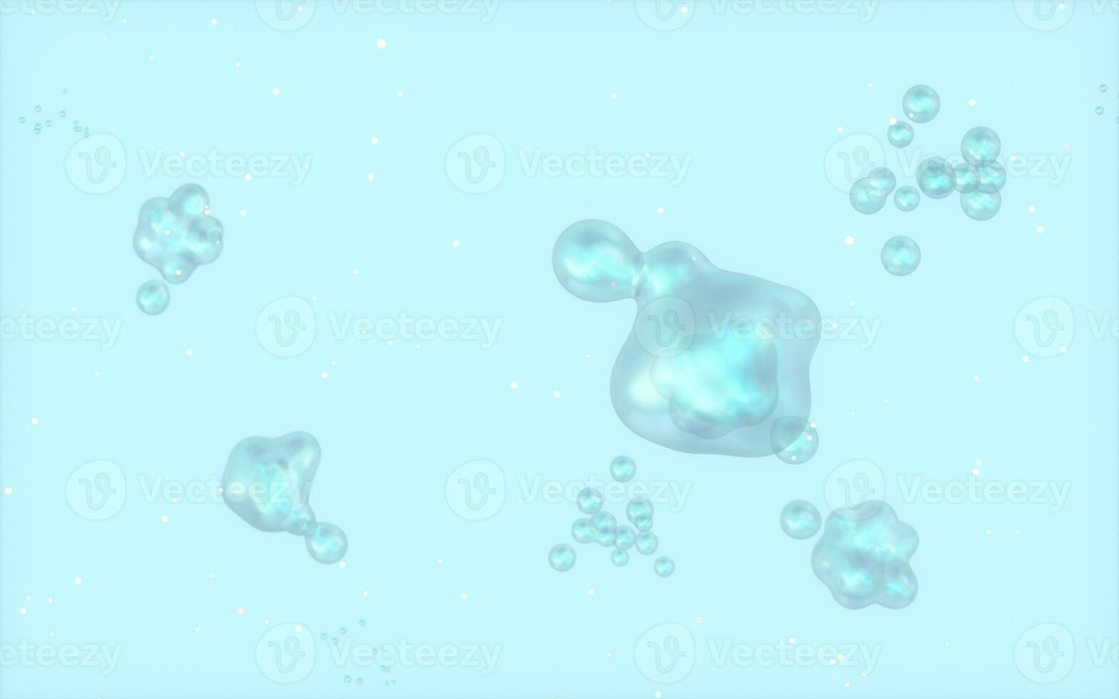 Split bubbles underwater, 3d rendering. photo