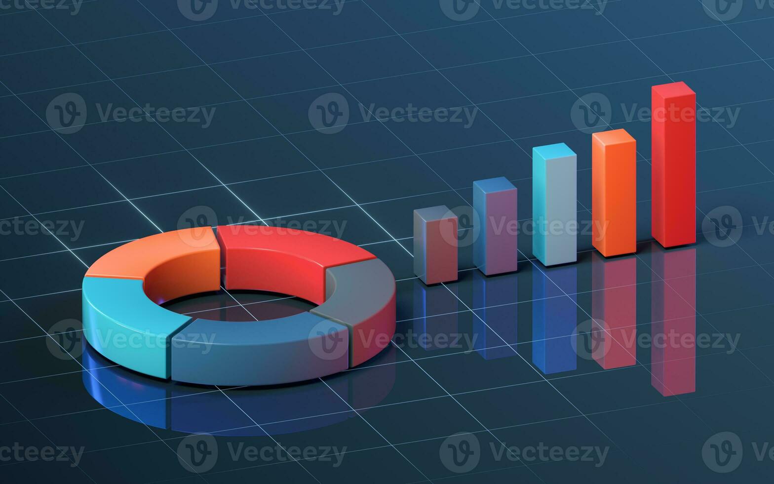 Ring diagram and bar diagram, 3d rendering. photo