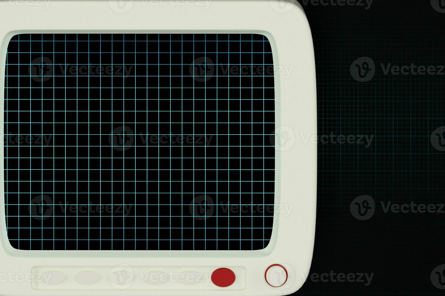 The monitor with black background,digital grid,3d rendering. photo