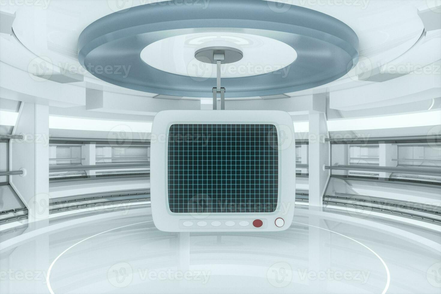 The monitor with white background,digital grid,3d rendering. photo