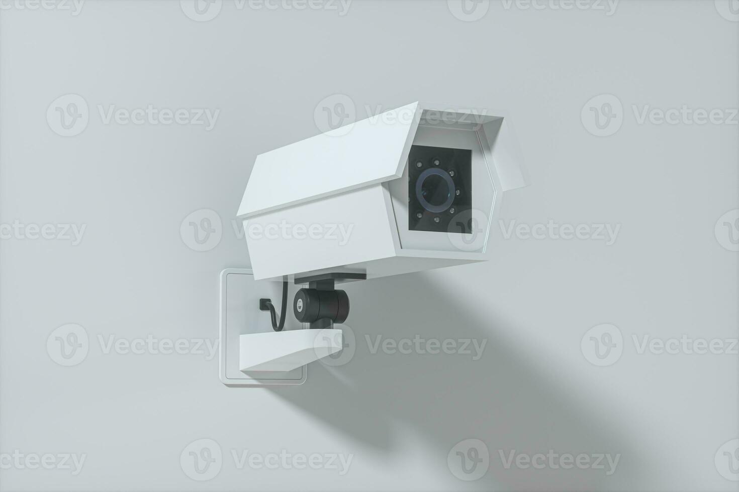 White monitor on the wall, 3d rendering. photo