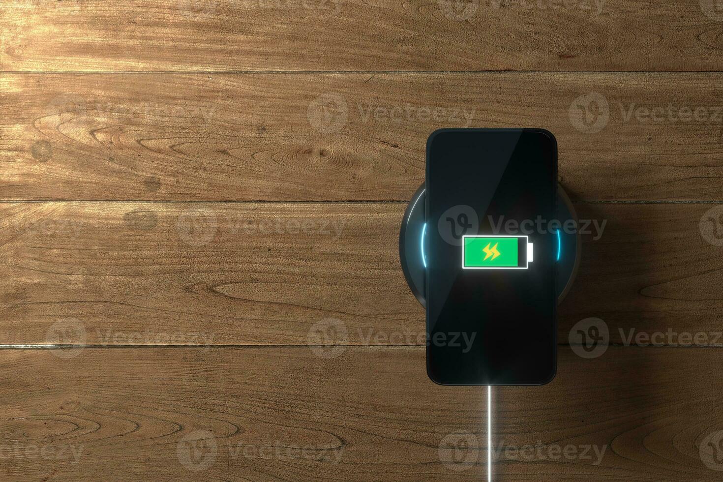 The charging mobile phone with wireless charger, 3d rendering. photo