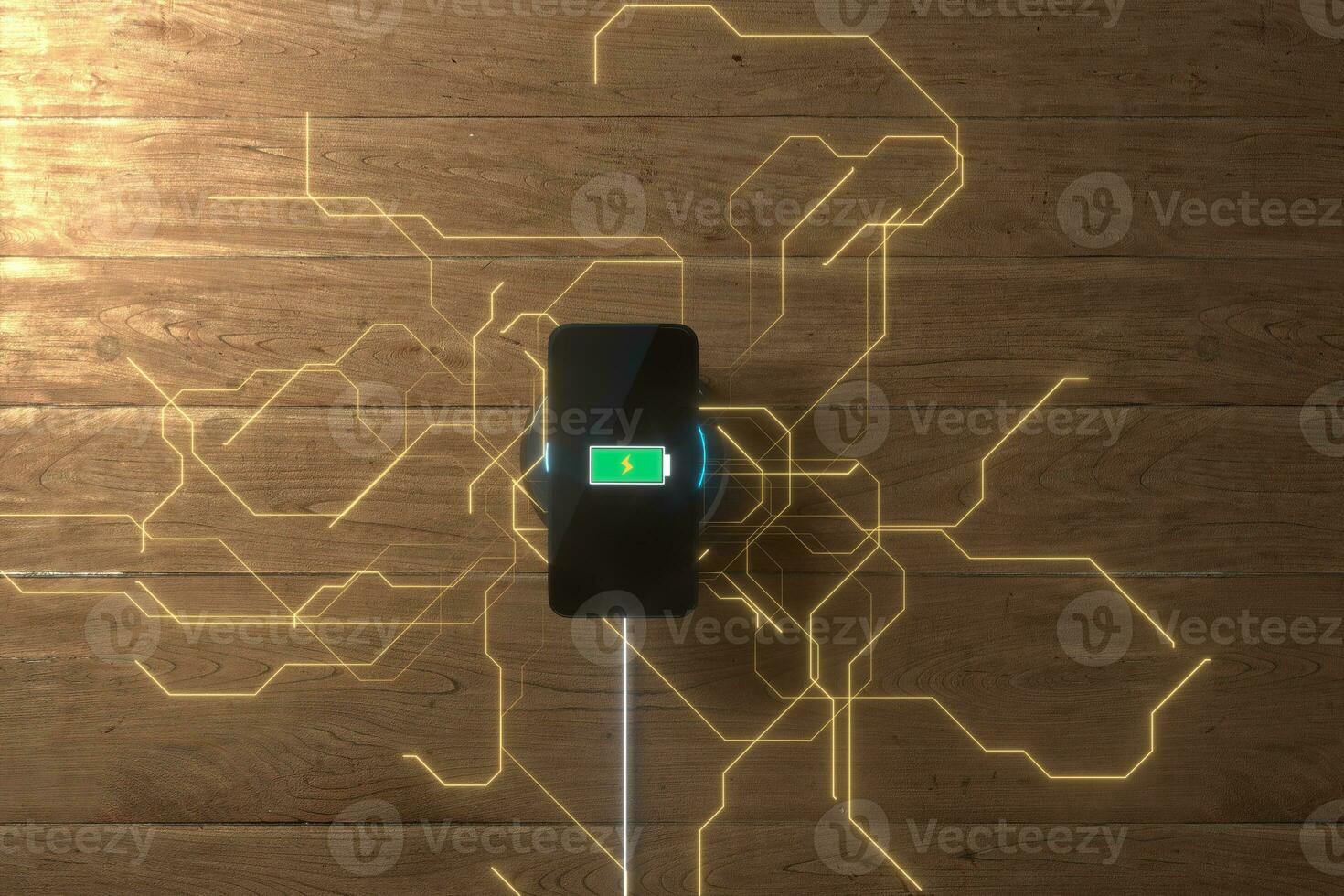 The charging mobile phone with wireless charger, 3d rendering. photo