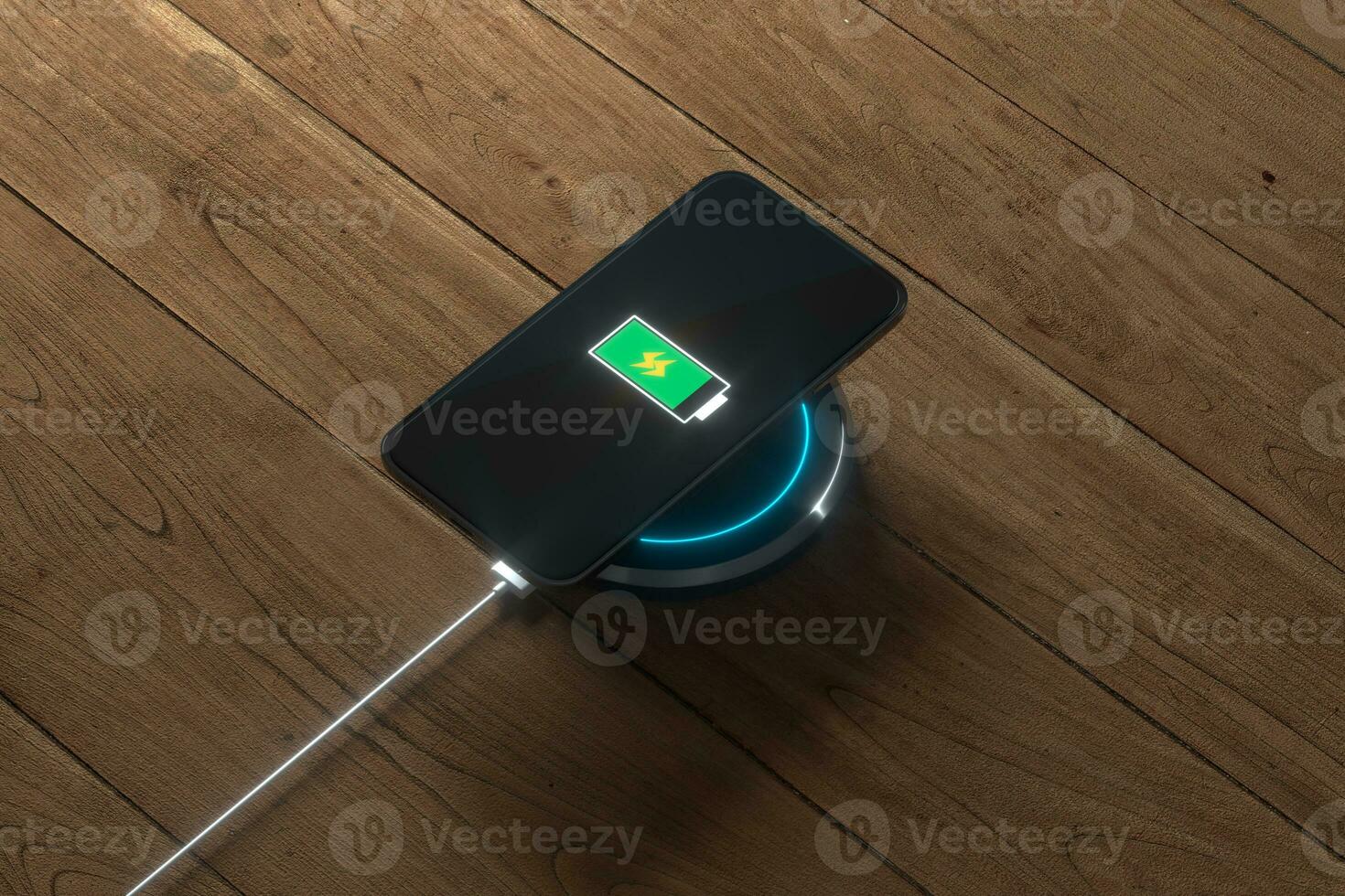 The charging mobile phone with wireless charger, 3d rendering. photo