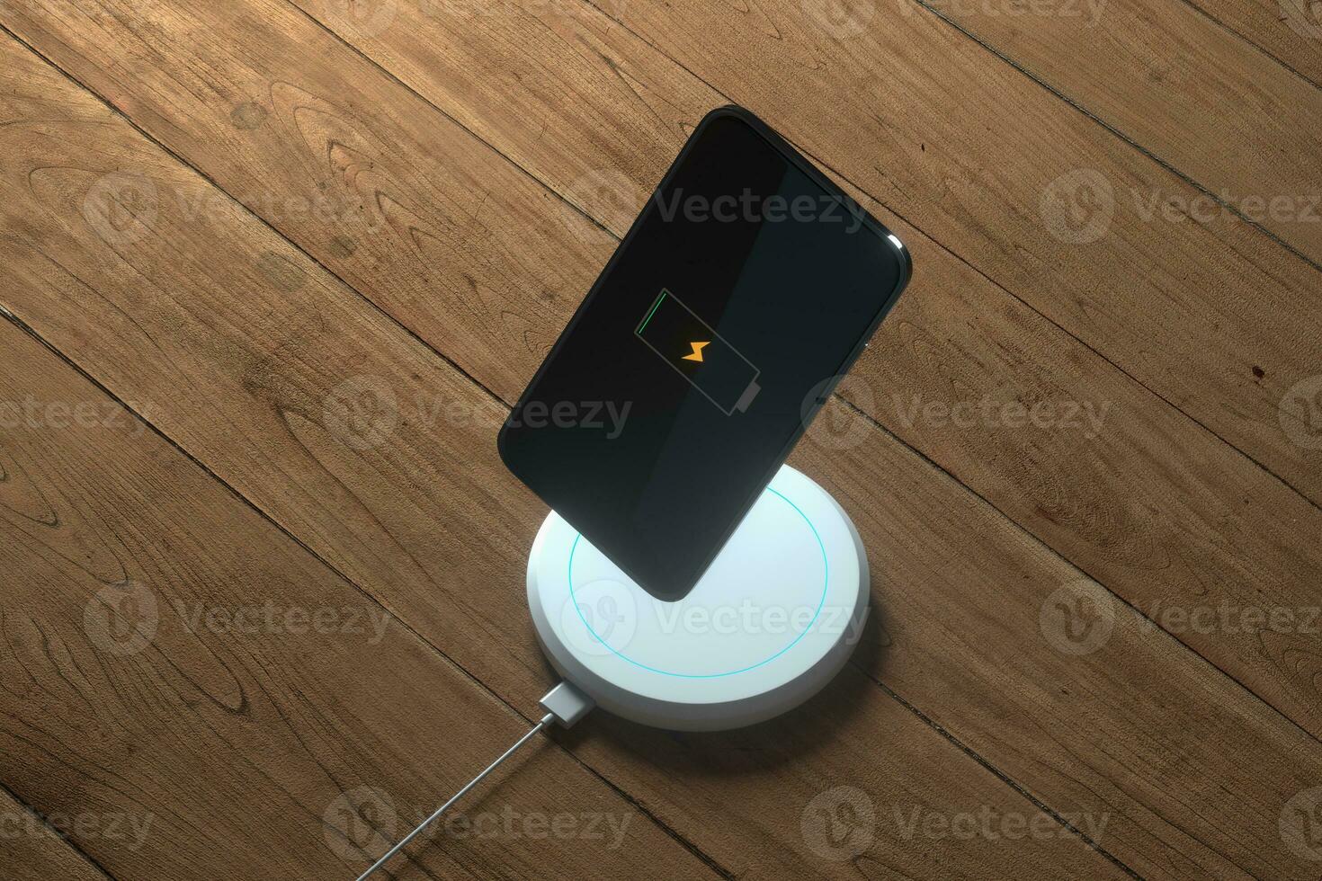 The charging mobile phone with wireless charger, 3d rendering. photo