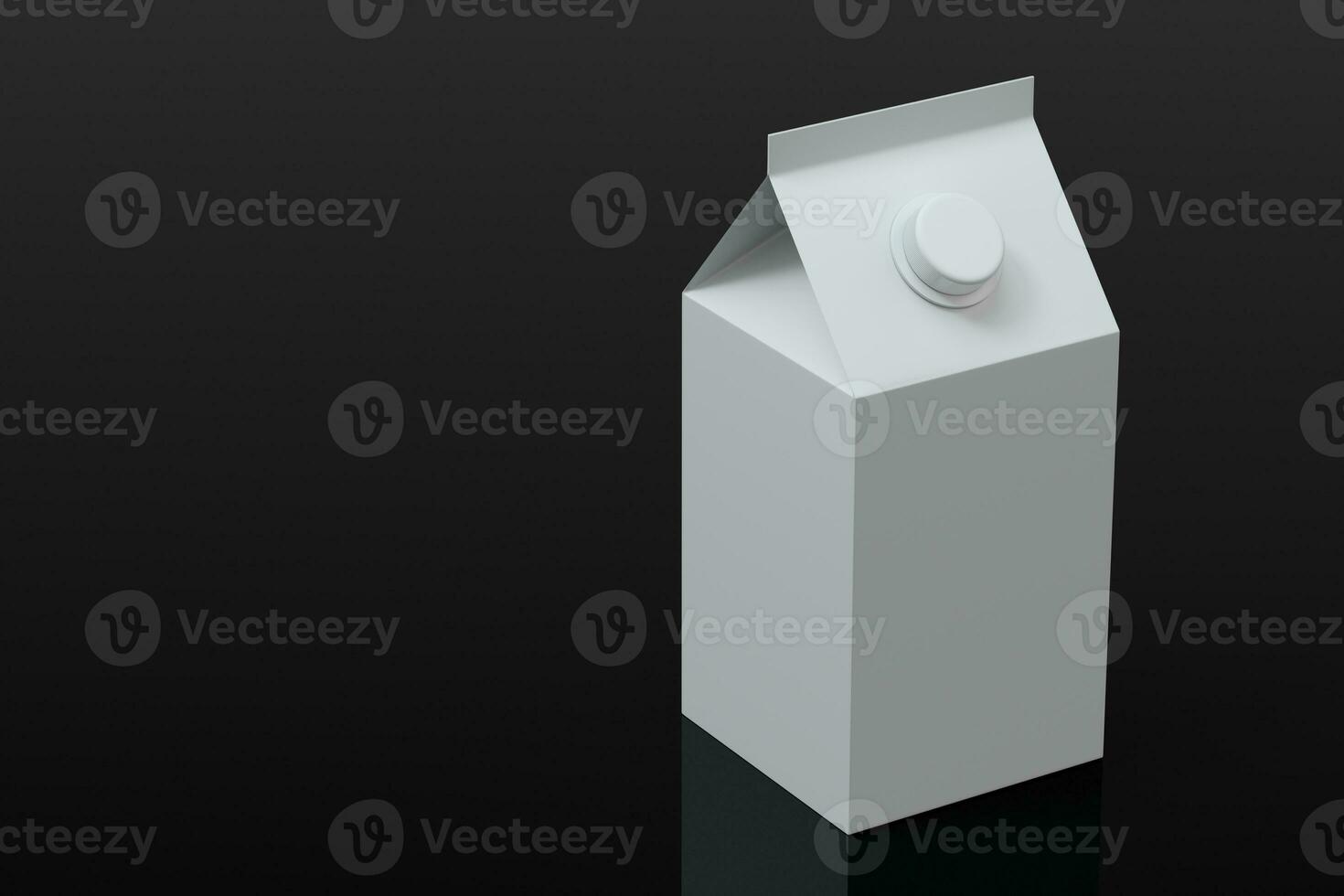 Blank milk box with black background, 3d rendering. photo