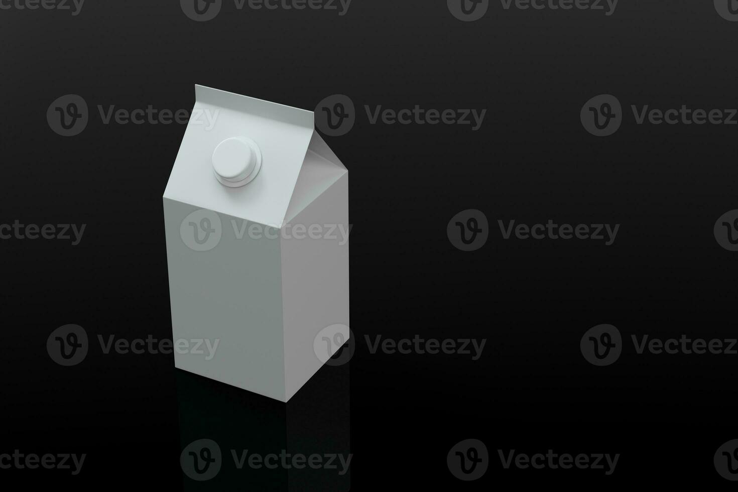 Blank milk box with black background, 3d rendering. photo