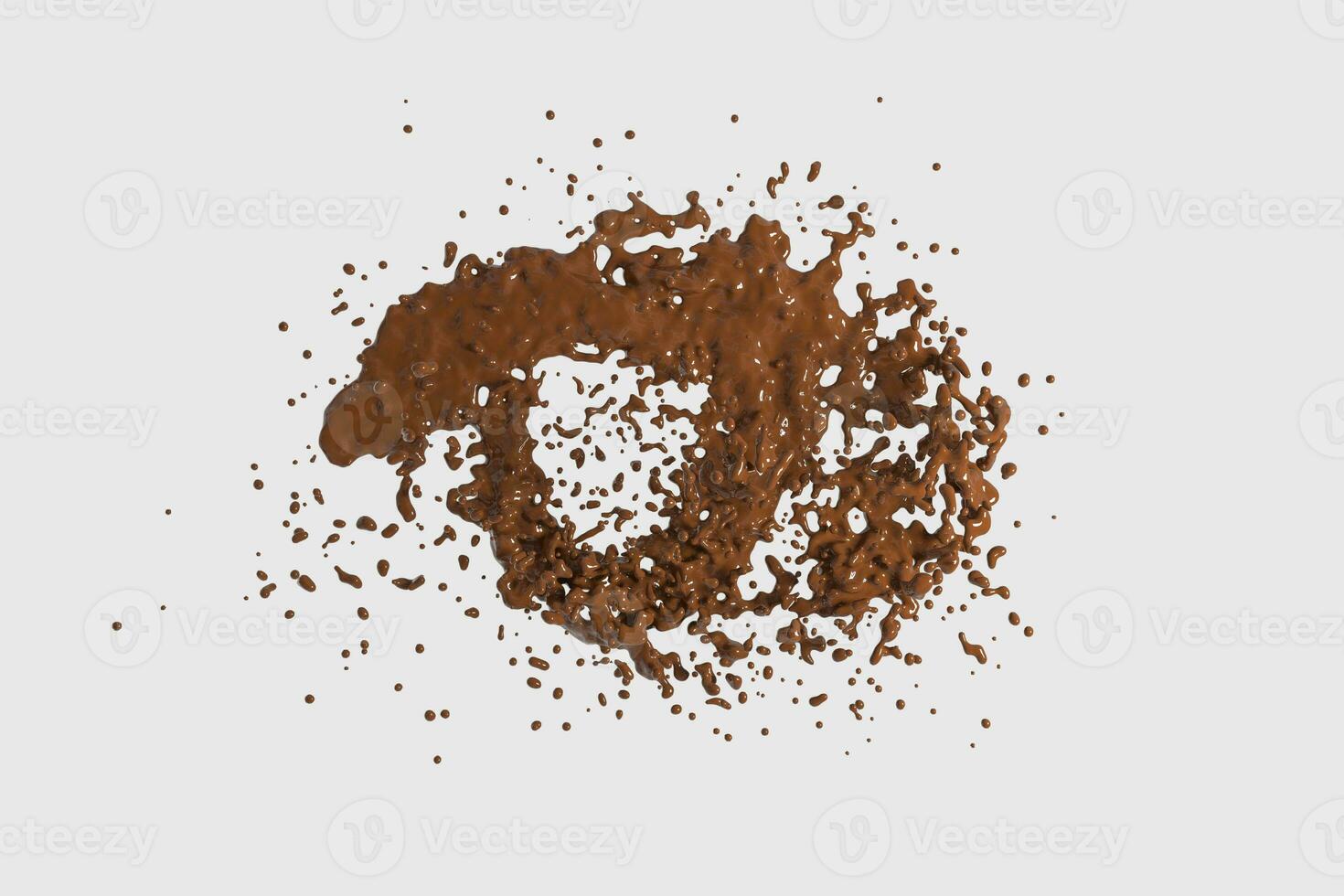 Splashing chocolate liquid with white background, 3d rendering. photo