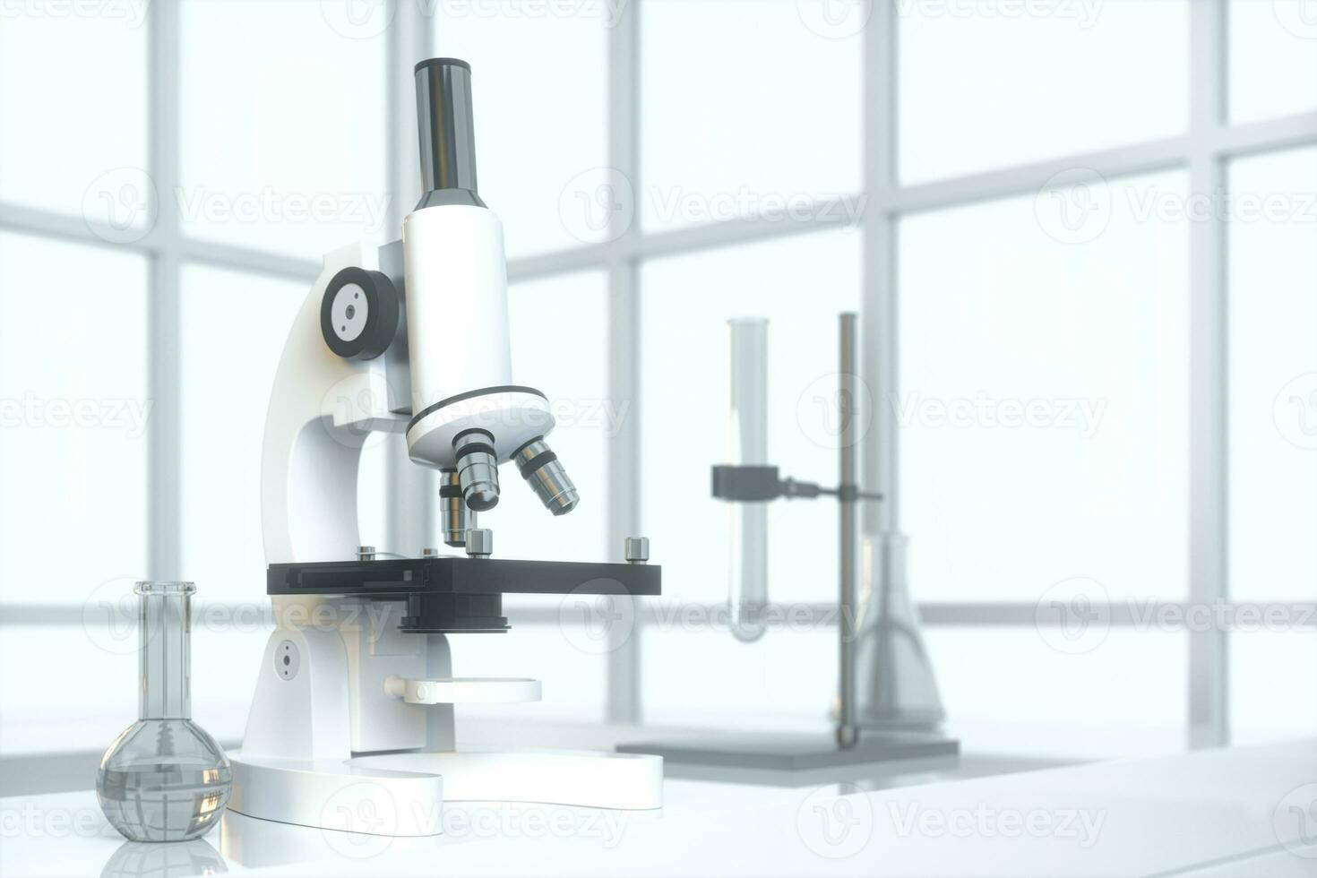 Experimental apparatus with an empty laboratory,white background,3d rendering. photo