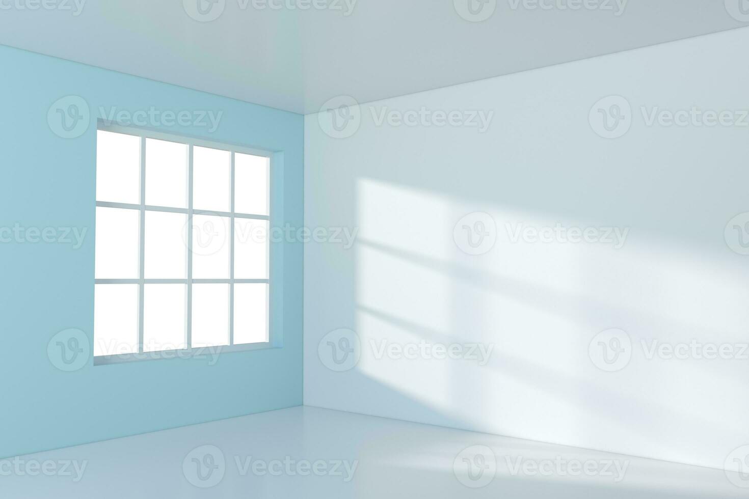 White empty room with sunlight come from the window, 3d rendering. photo