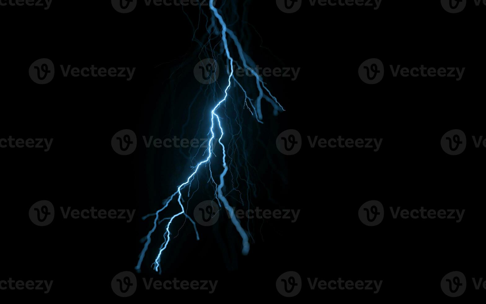 Lightning with black background, 3d rendering. photo