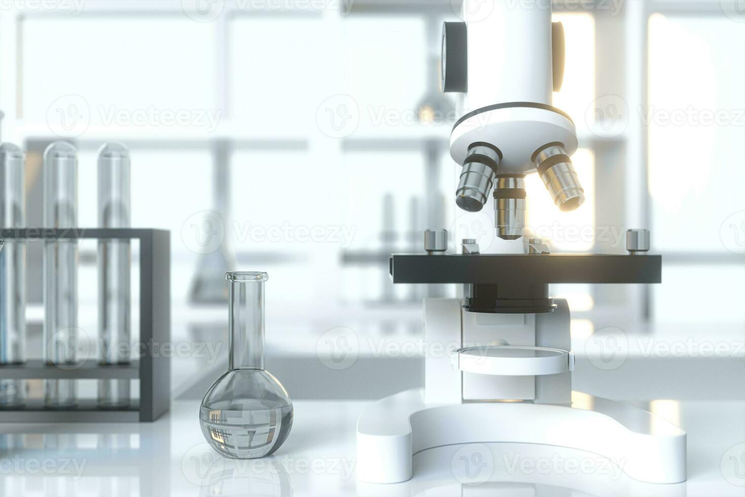 Experimental apparatus with an empty laboratory,white background,3d rendering. photo