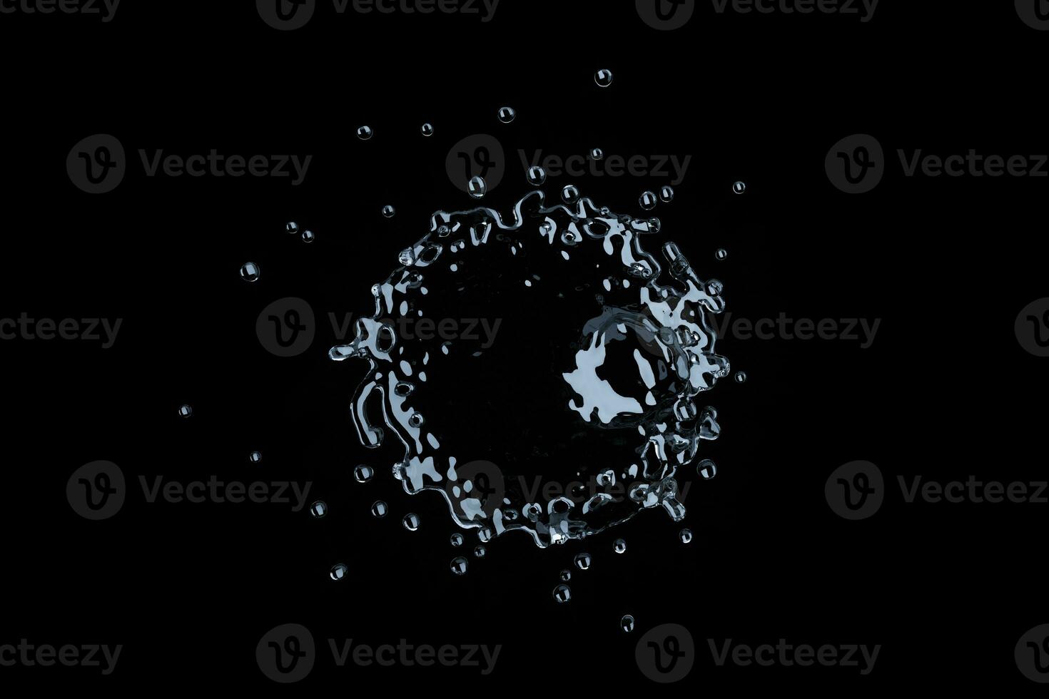 Splashing water with black background, 3d rendering. photo