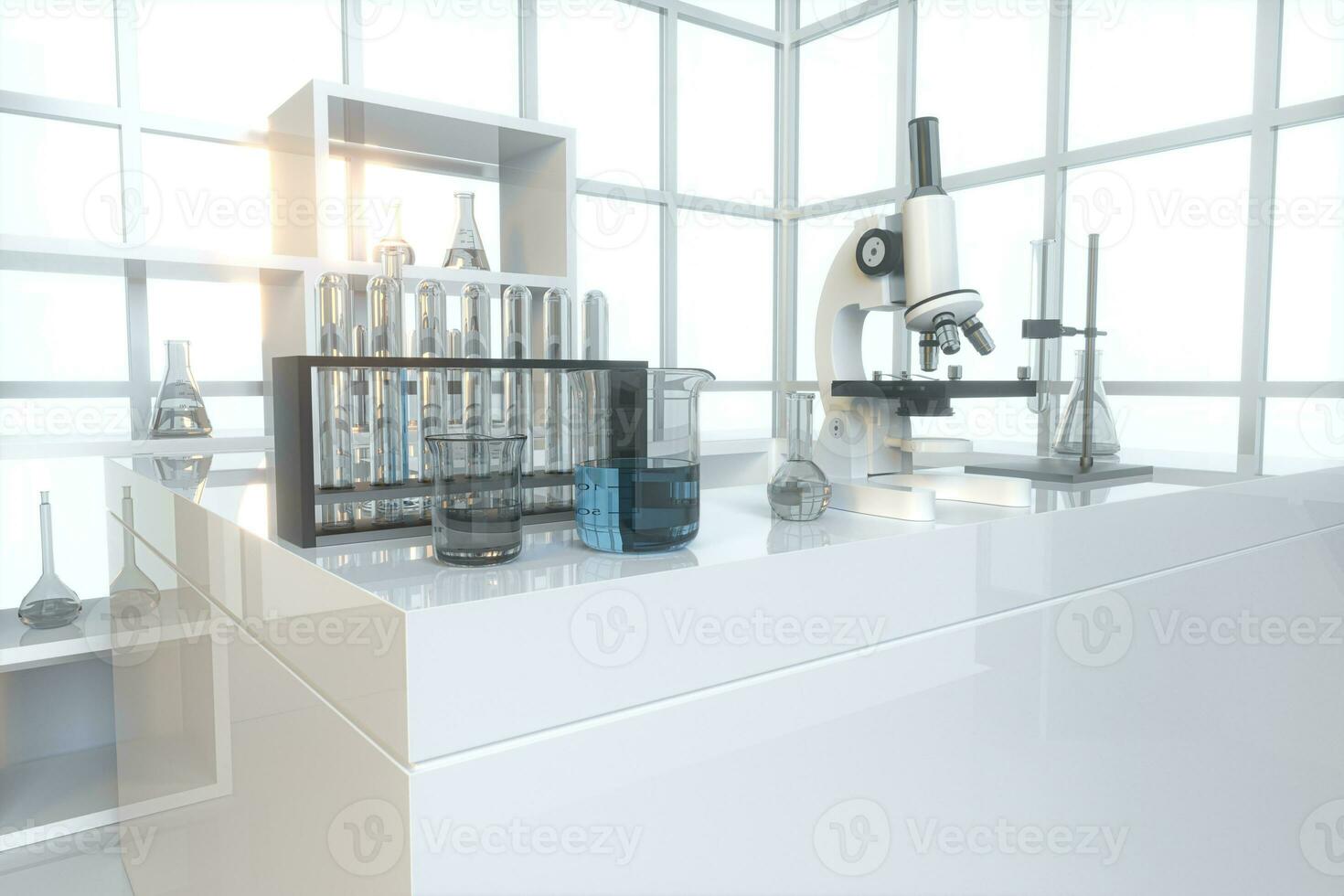 Experimental apparatus with an empty laboratory,white background,3d rendering. photo