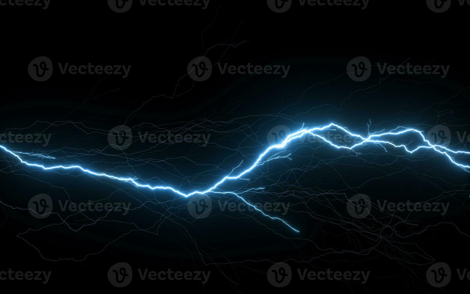 Lightning with black background, 3d rendering. photo