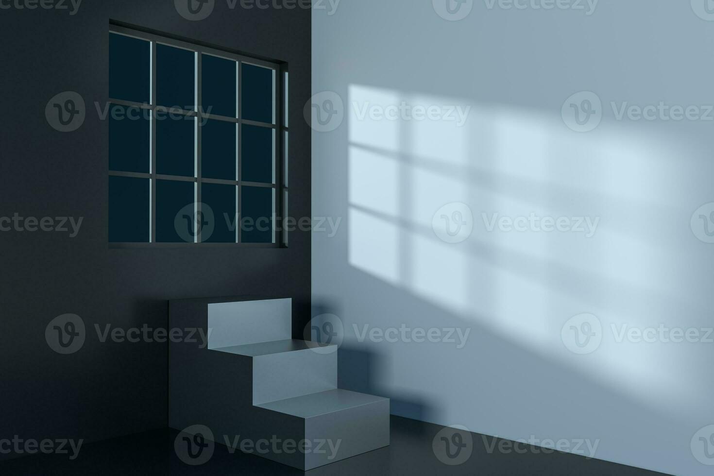 White empty room with staircase inside, 3d rendering. photo