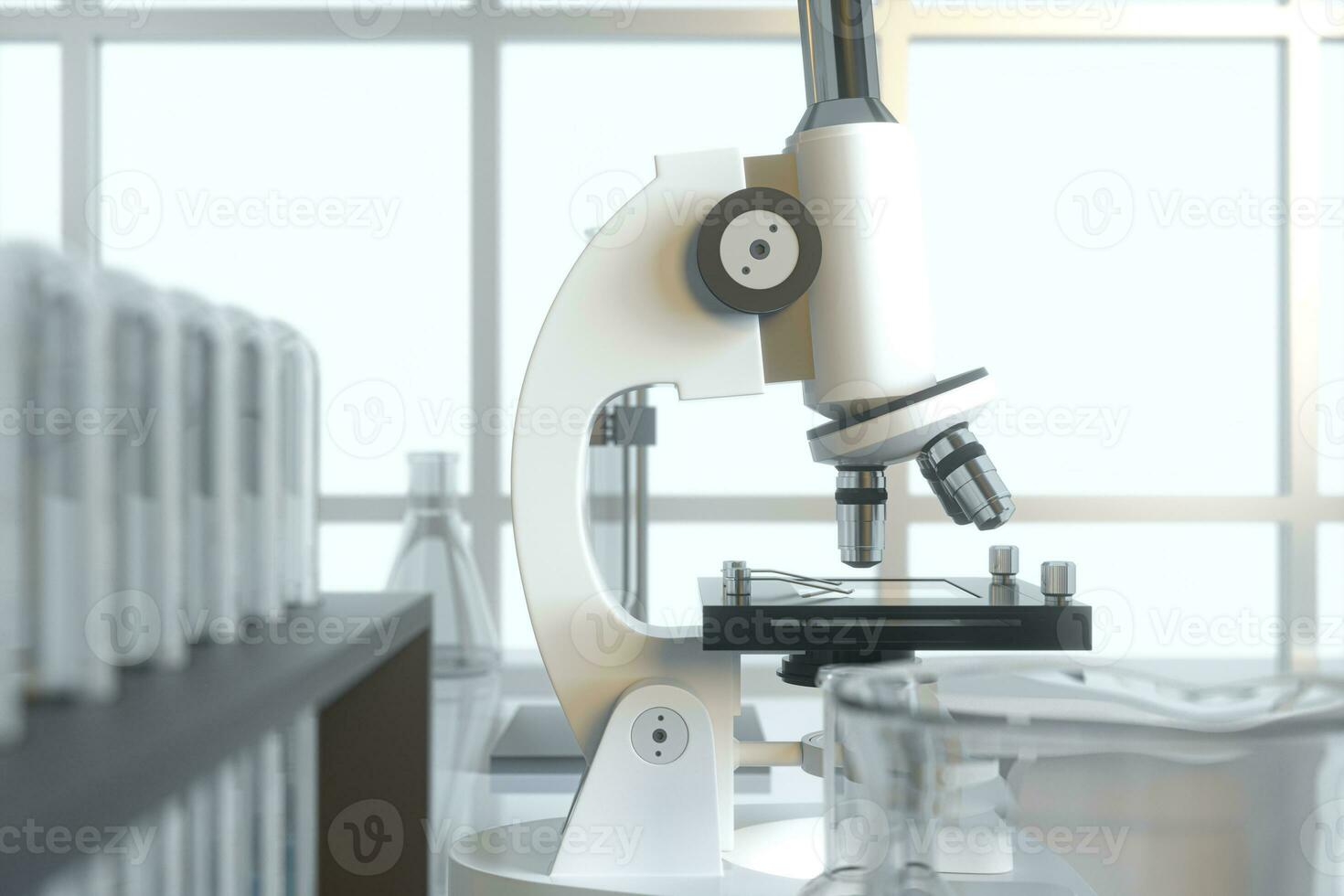 Experimental apparatus with an empty laboratory,white background,3d rendering. photo