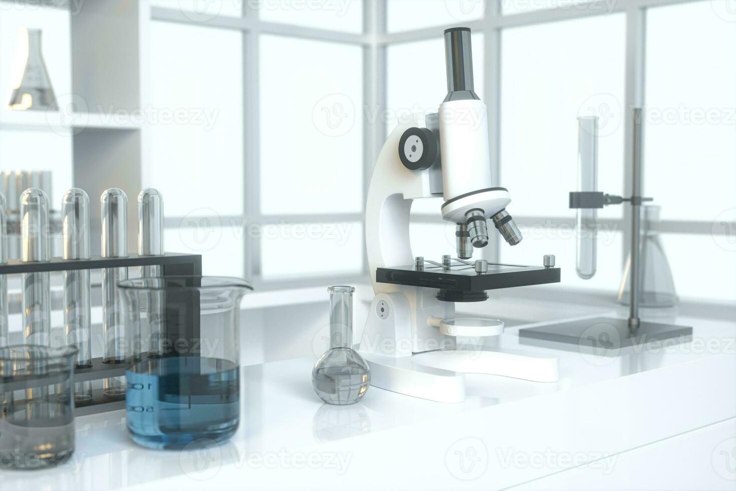 Experimental apparatus with an empty laboratory,white background,3d rendering. photo