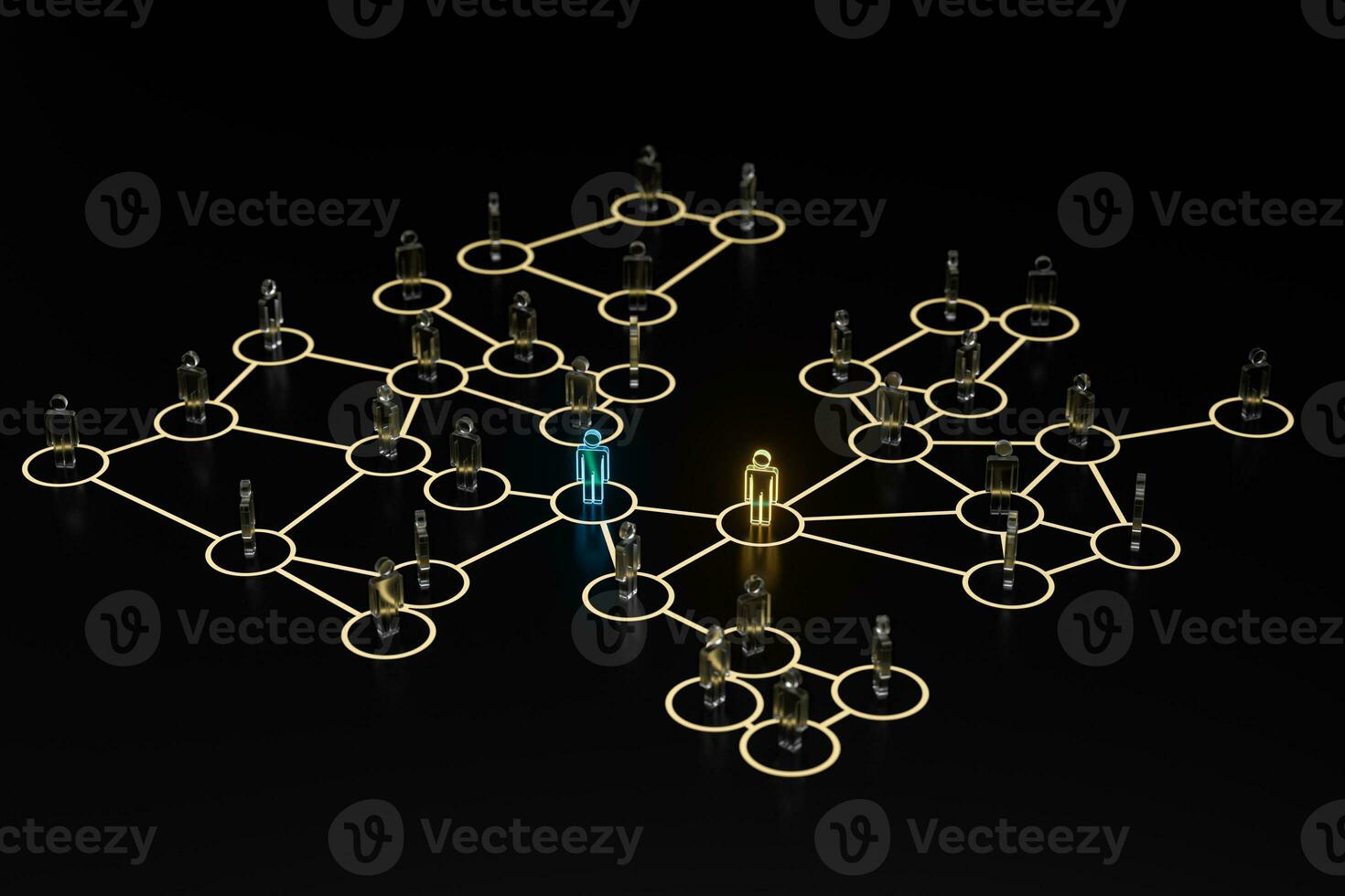 Glowing little man with information and communication concept, 3d rendering. photo