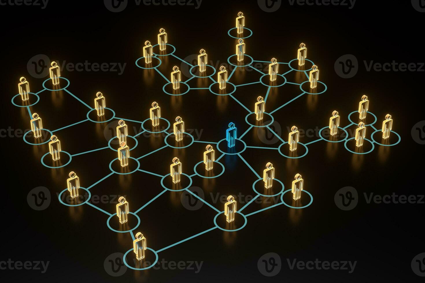 Glowing little man with information and communication concept, 3d rendering. photo