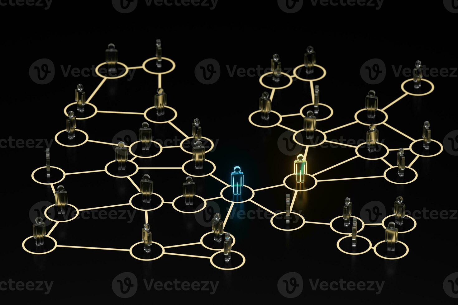 Glowing little man with information and communication concept, 3d rendering. photo