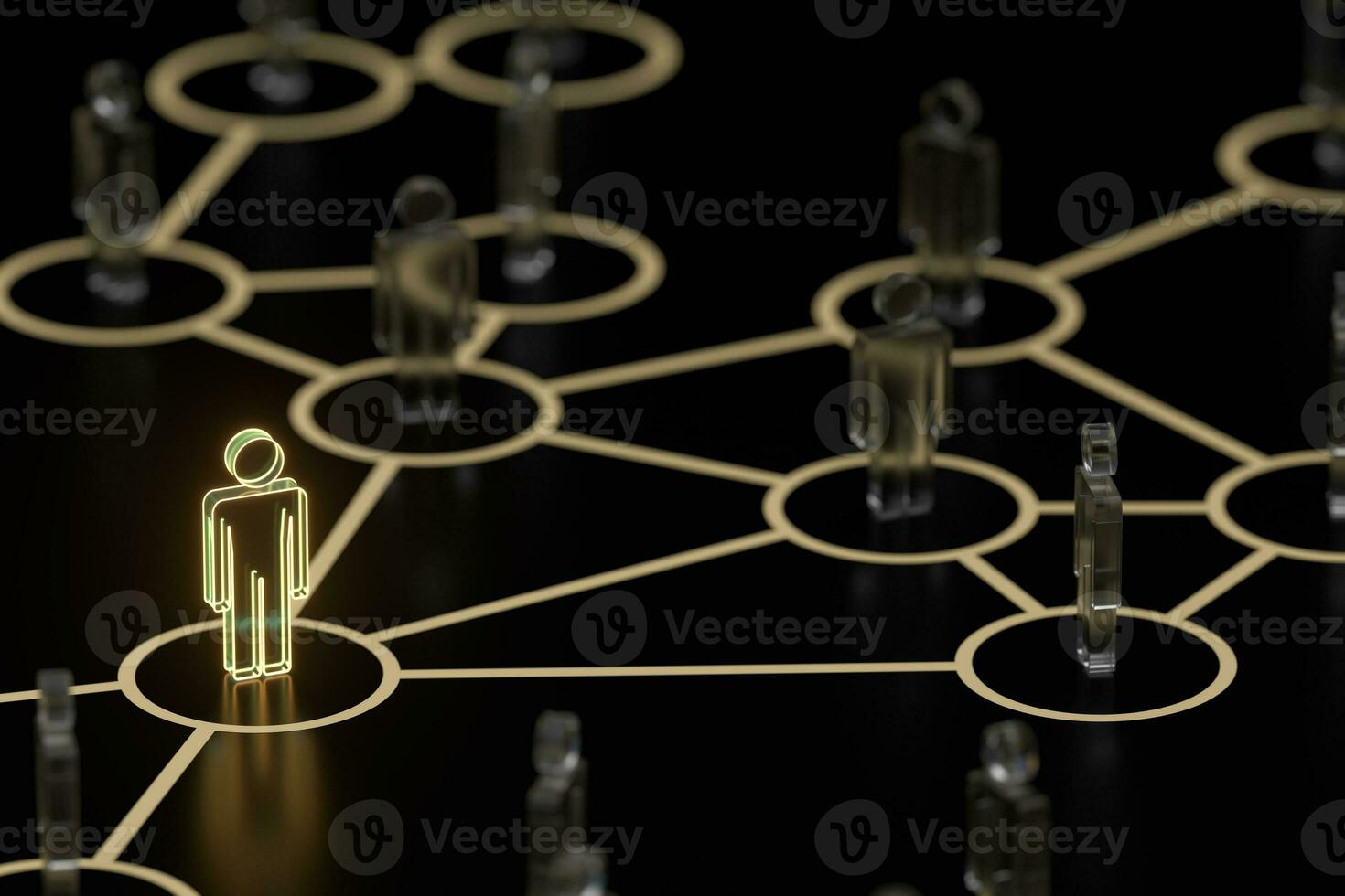 Glowing little man with information and communication concept, 3d rendering. photo