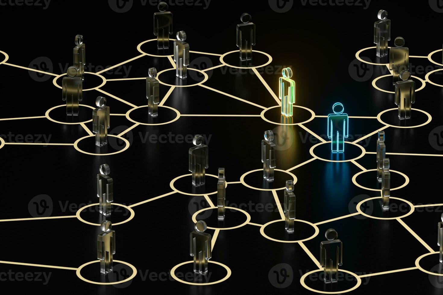 Glowing little man with information and communication concept, 3d rendering. photo