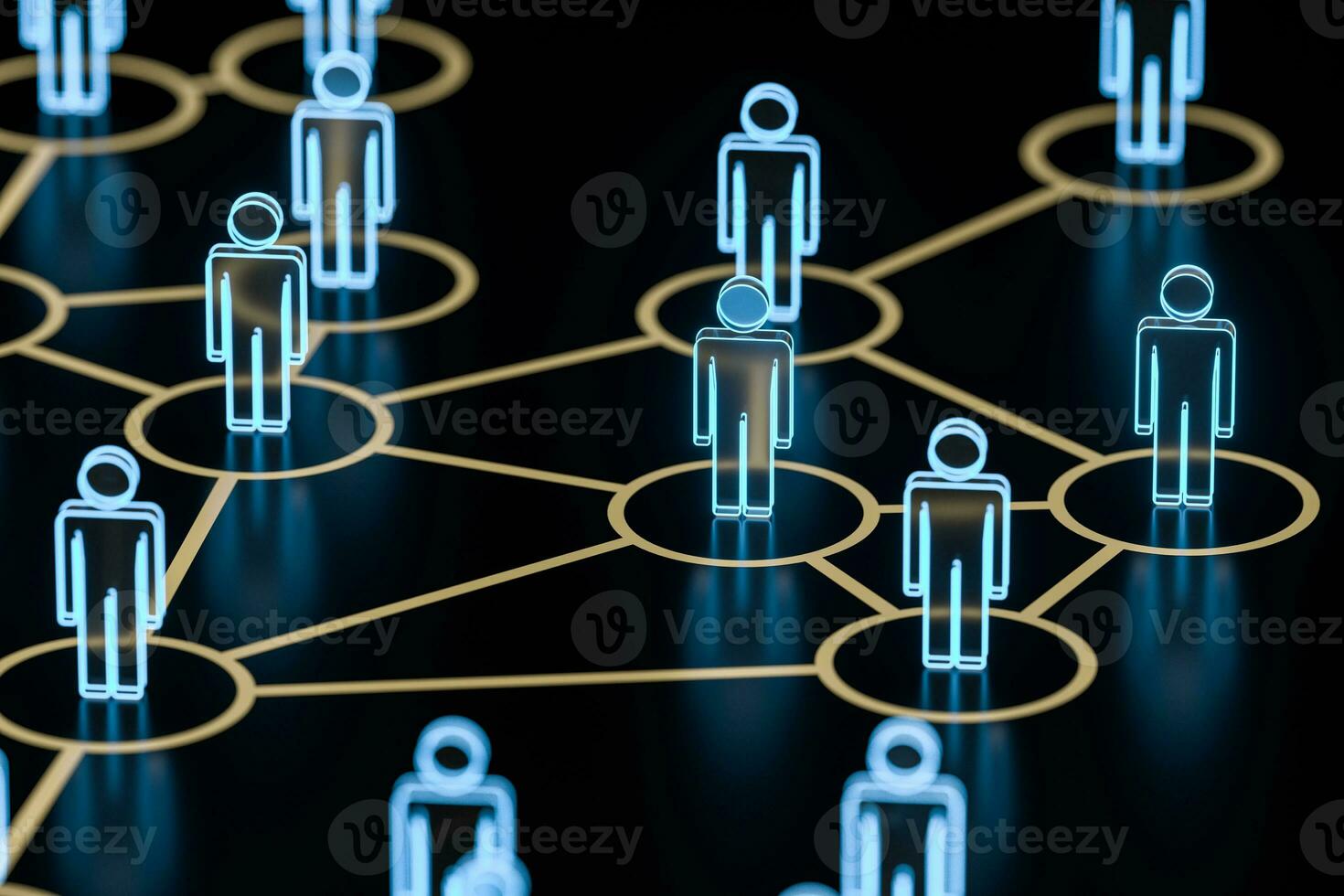 Glowing little man with information and communication concept, 3d rendering. photo