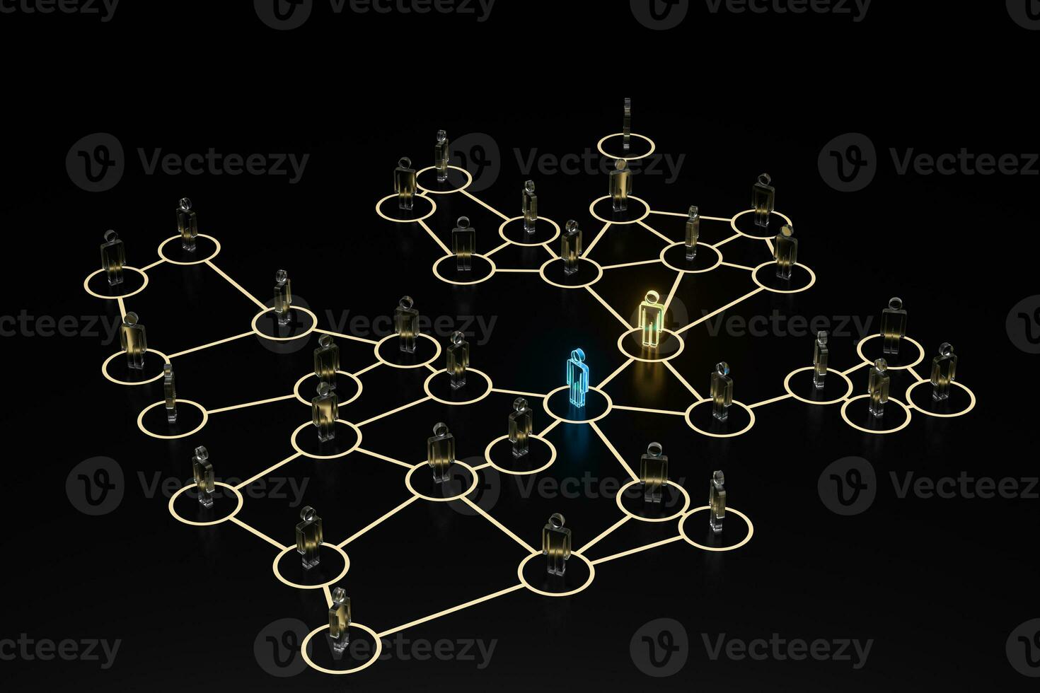 Glowing little man with information and communication concept, 3d rendering. photo