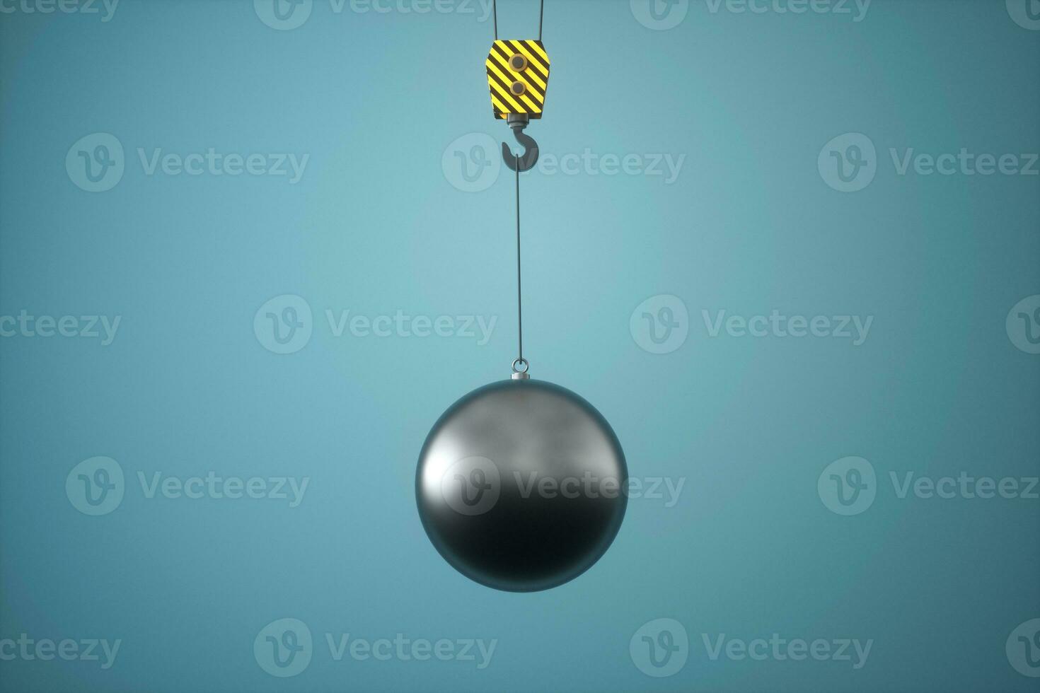 Hook and weight,mechanical concepts,3d rendering. photo