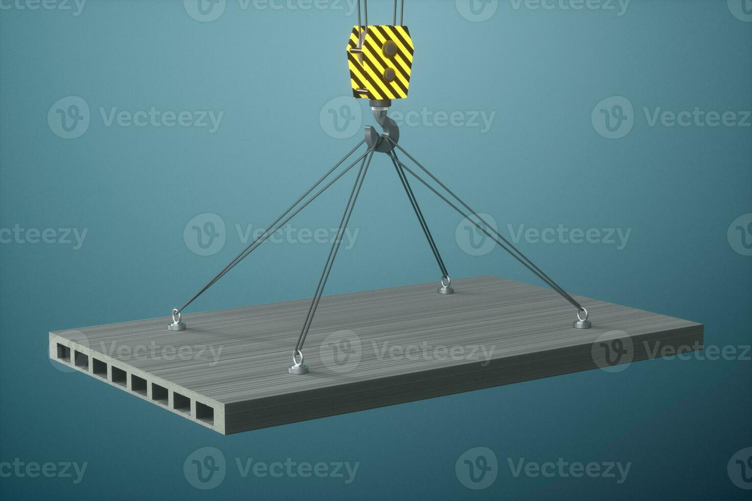 Hook and weight,mechanical concepts,3d rendering. photo