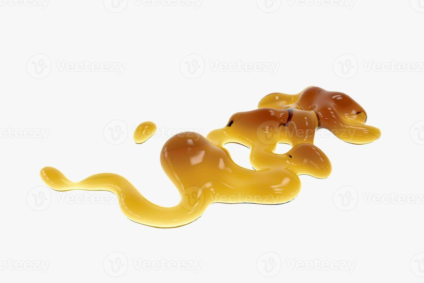 Golden honey drop on white background, 3d rendering. photo